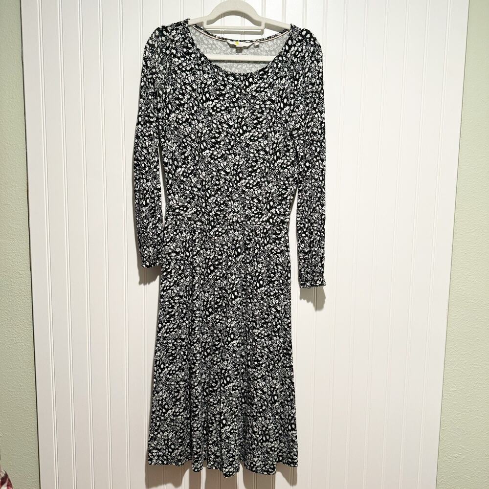 Boden Evelyn Jersey Knit Midi Dress Black White Floral Size 6 Petite - Picture 2 of 8